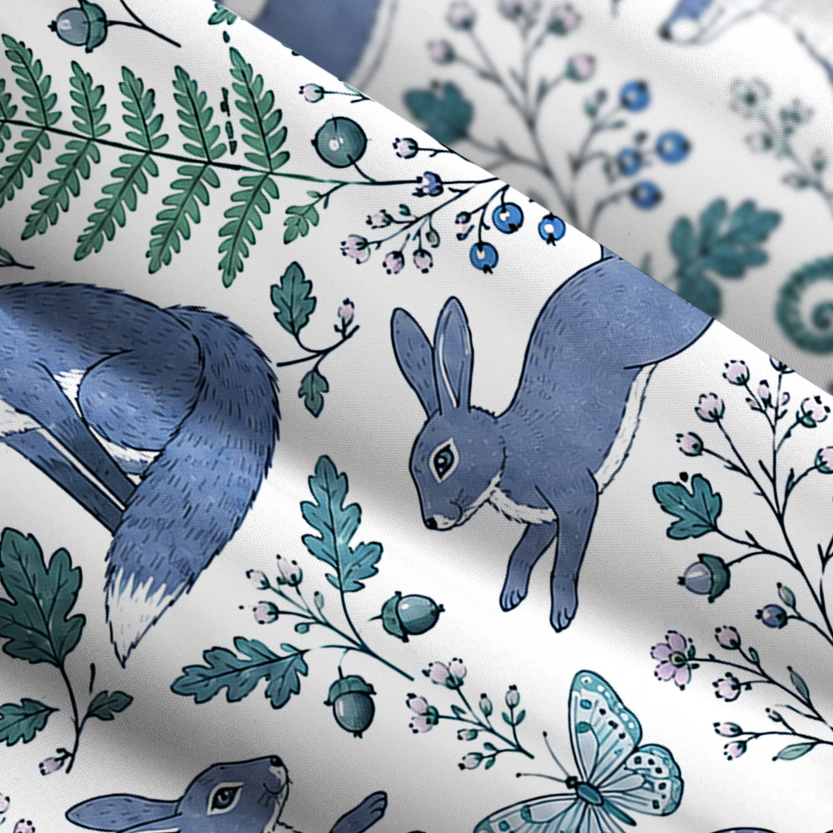 Purplehecate Enchanted Forest Fox and Bunny Wide Straps Maxi Dress