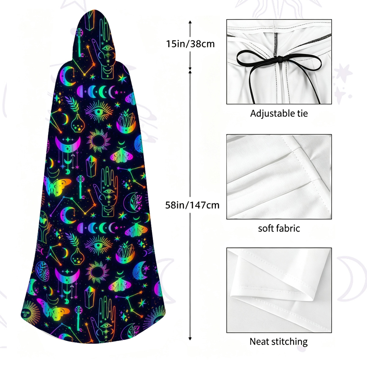 Purplehecate Blacklight Butterfly Hooded Cloak