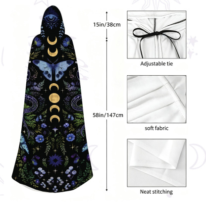 Purplehecate Moon Moth Witchery Hooded Cloak