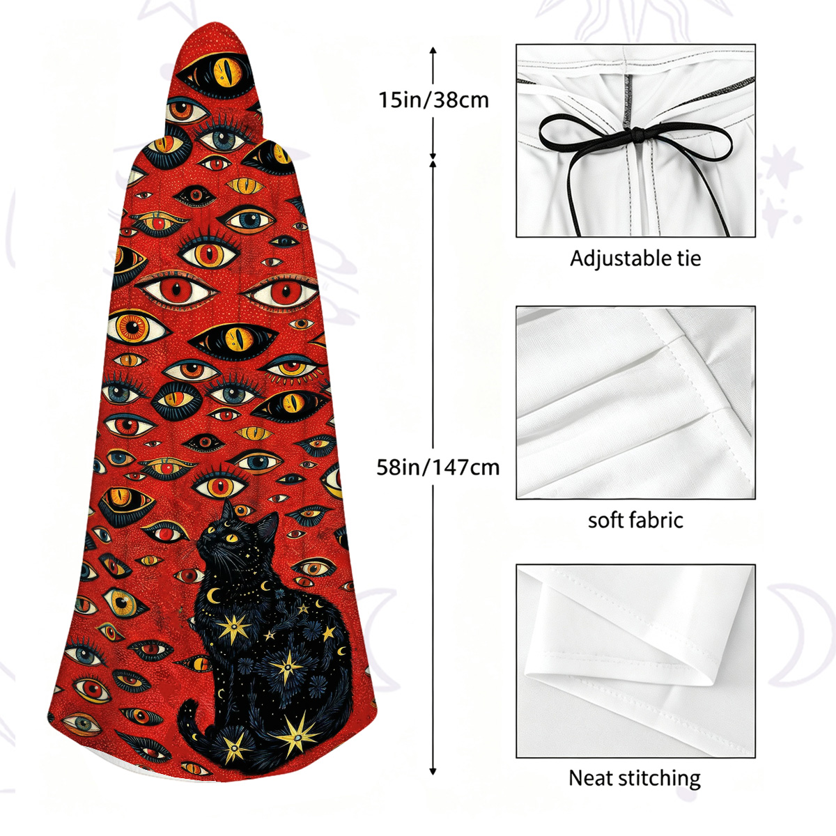 Purplehecate Cosmic Watcher Cat Hooded Cloak