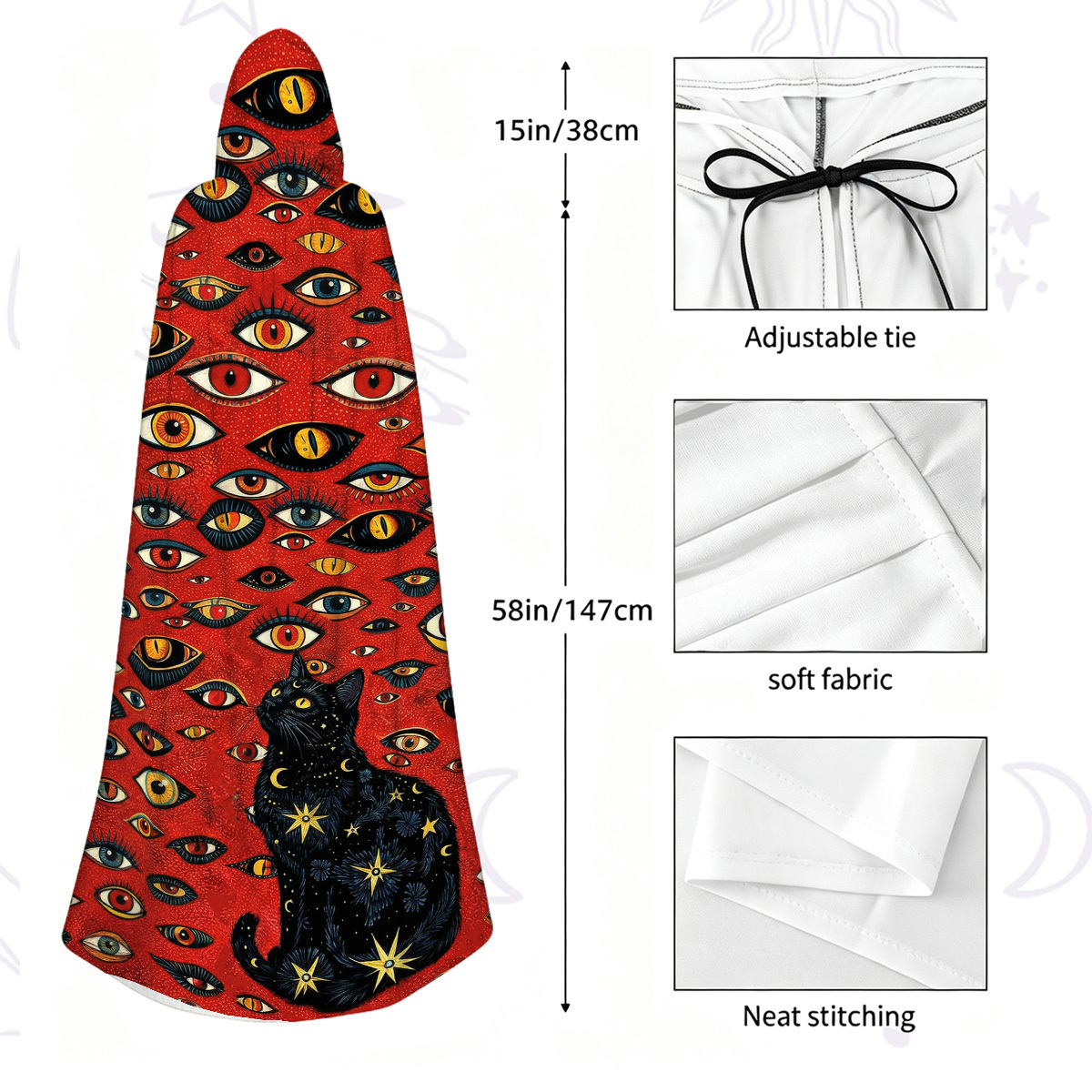 Purplehecate Cosmic Watcher Cat Hooded Cloak