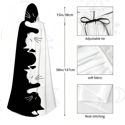 Purplehecate Yin Yang Cat Lover Hooded Cloak