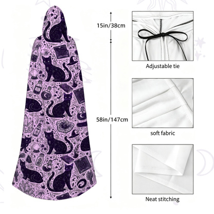 Purplehecate Midnight Black Cat Witch Potion Hooded Cloak