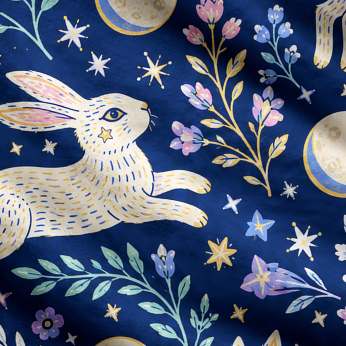 Purplehecate Moonlit Hopping Bunny Ugly Cardigan Sweaters