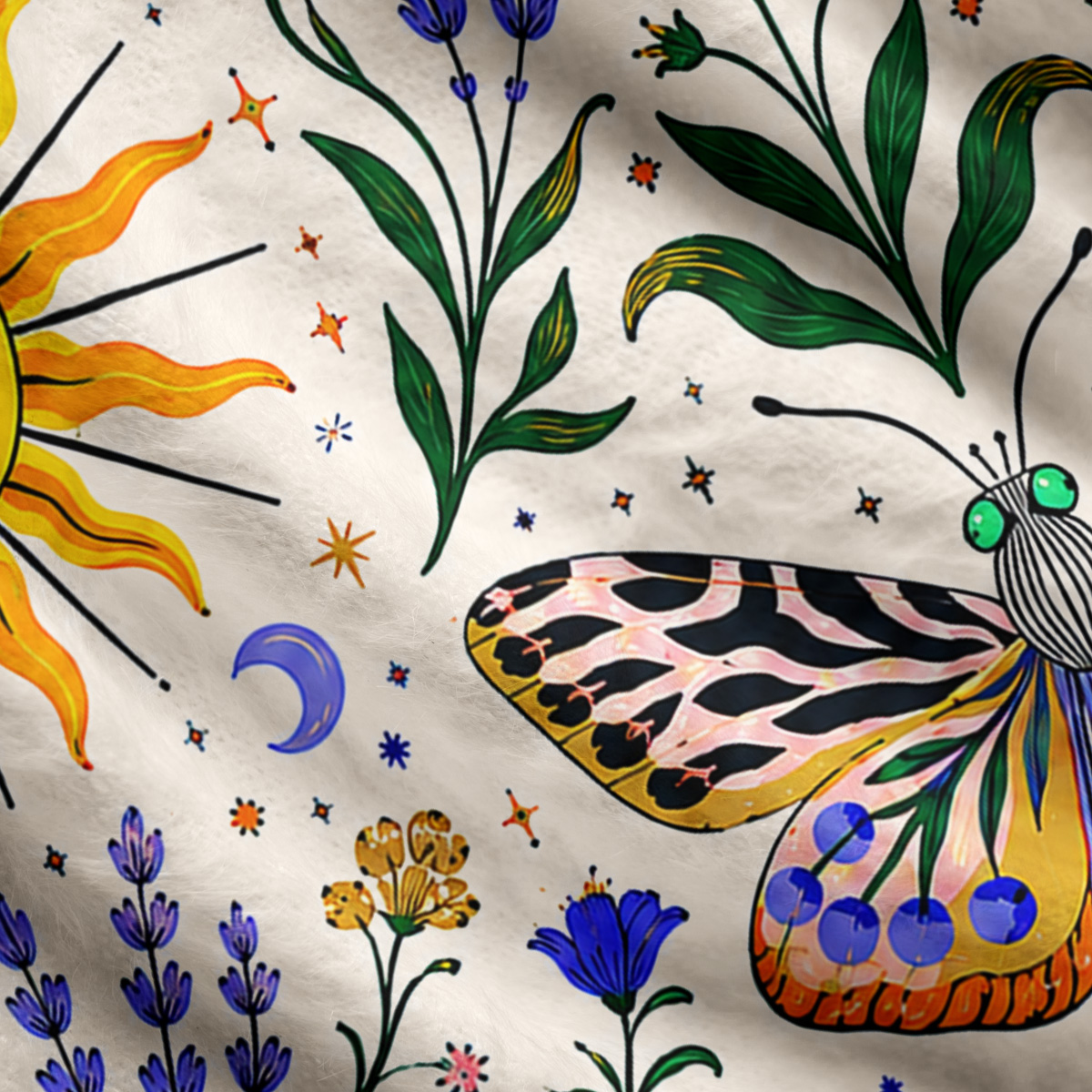 Purplehecate Sun & Moon Garden Butterfly Ugly Cardigan Sweaters