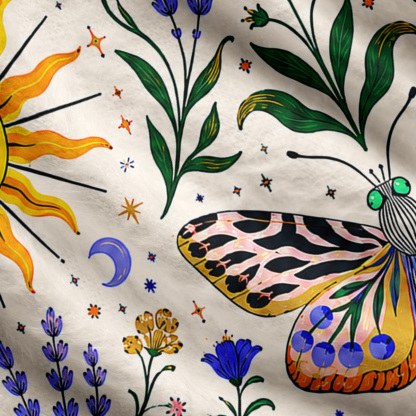 Purplehecate Sun & Moon Garden Butterfly Ugly Cardigan Sweaters