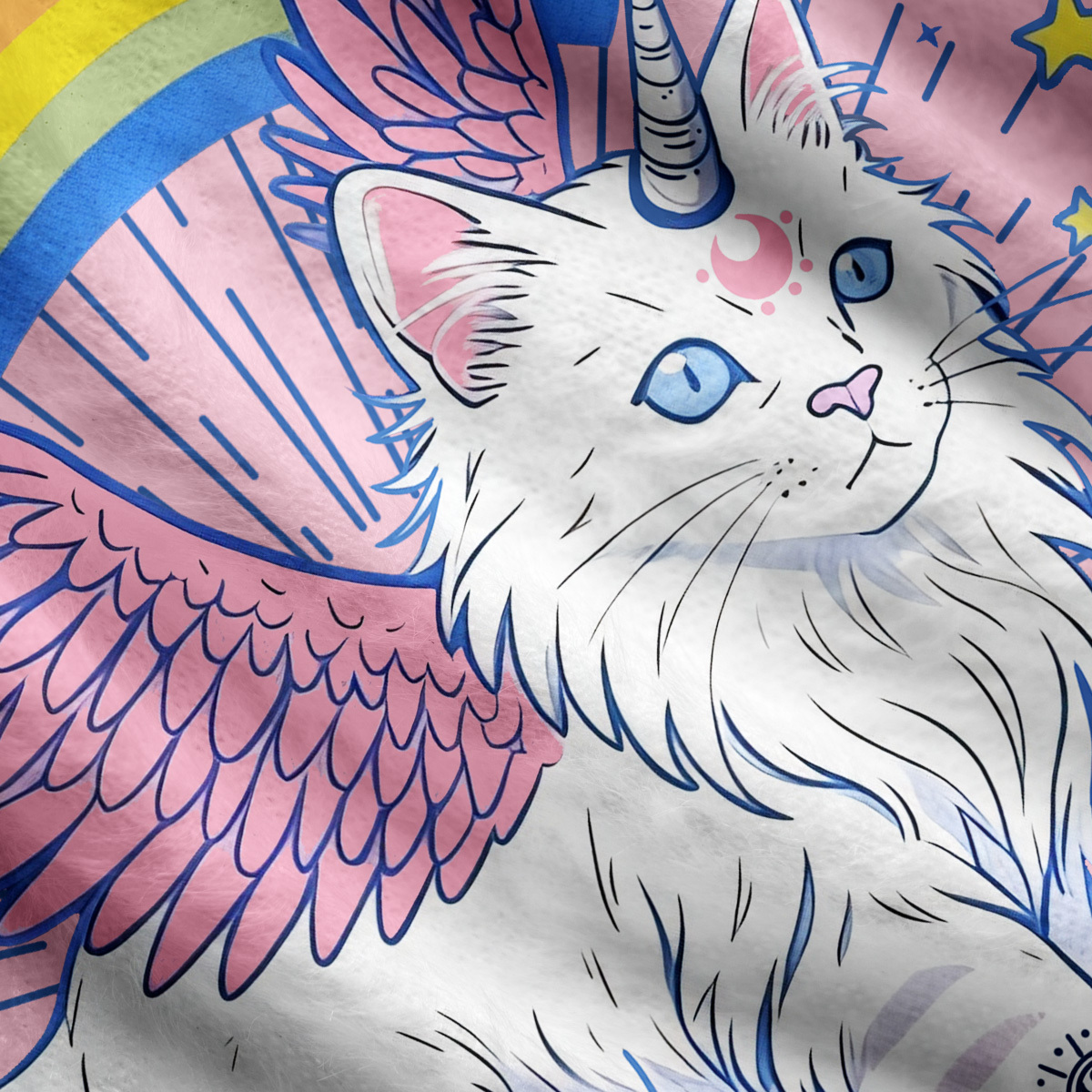 Purplehecate Fluffin Meowgical Ugly Cardigan Sweaters