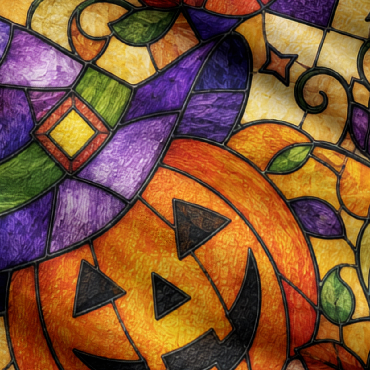 Purplehecate Jack-o'-Lantern Stained Glass Ugly Cardigan Sweaters