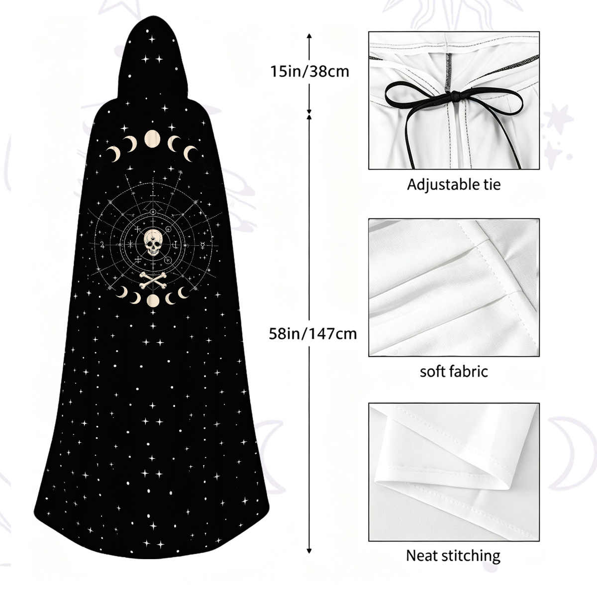 Purplehecate Coven of the Skull Moon Hooded Cloak