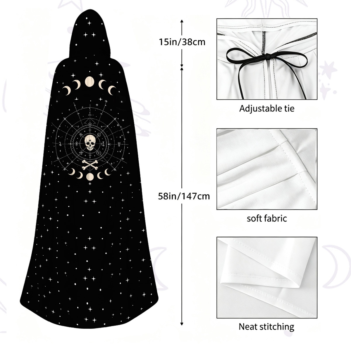Purplehecate Coven of the Skull Moon Hooded Cloak