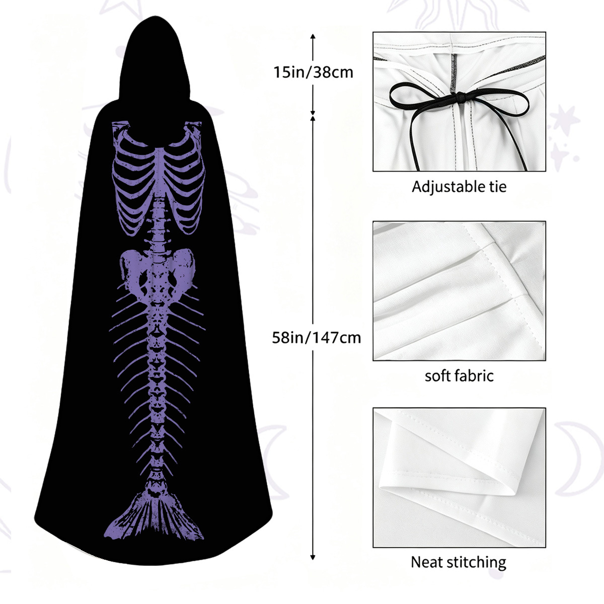 Purplehecate Mystic Mermaid Skeleton Hooded Cloak