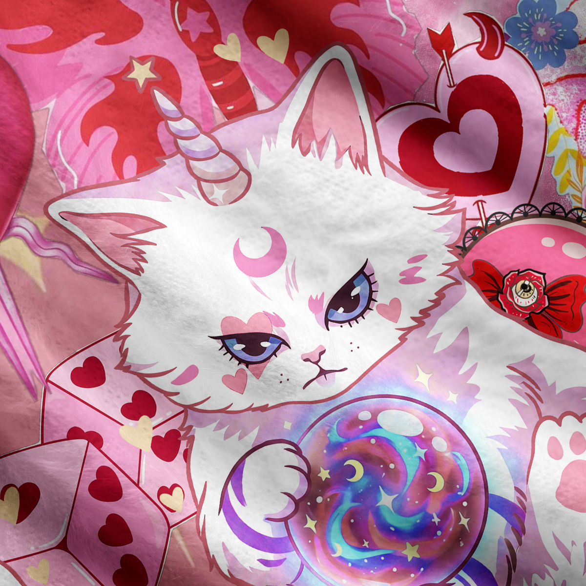 Purplehecate Pink Psychic Unicorn Cats Ugly Cardigan Sweaters