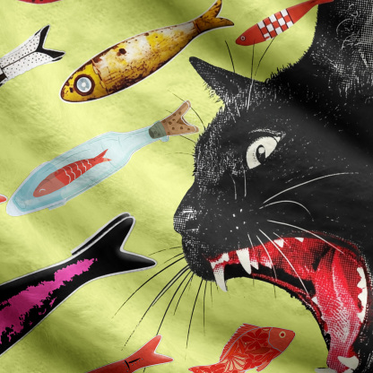 Purplehecate Mystic Black Cat Canned Fish Ugly Cardigan Sweaters