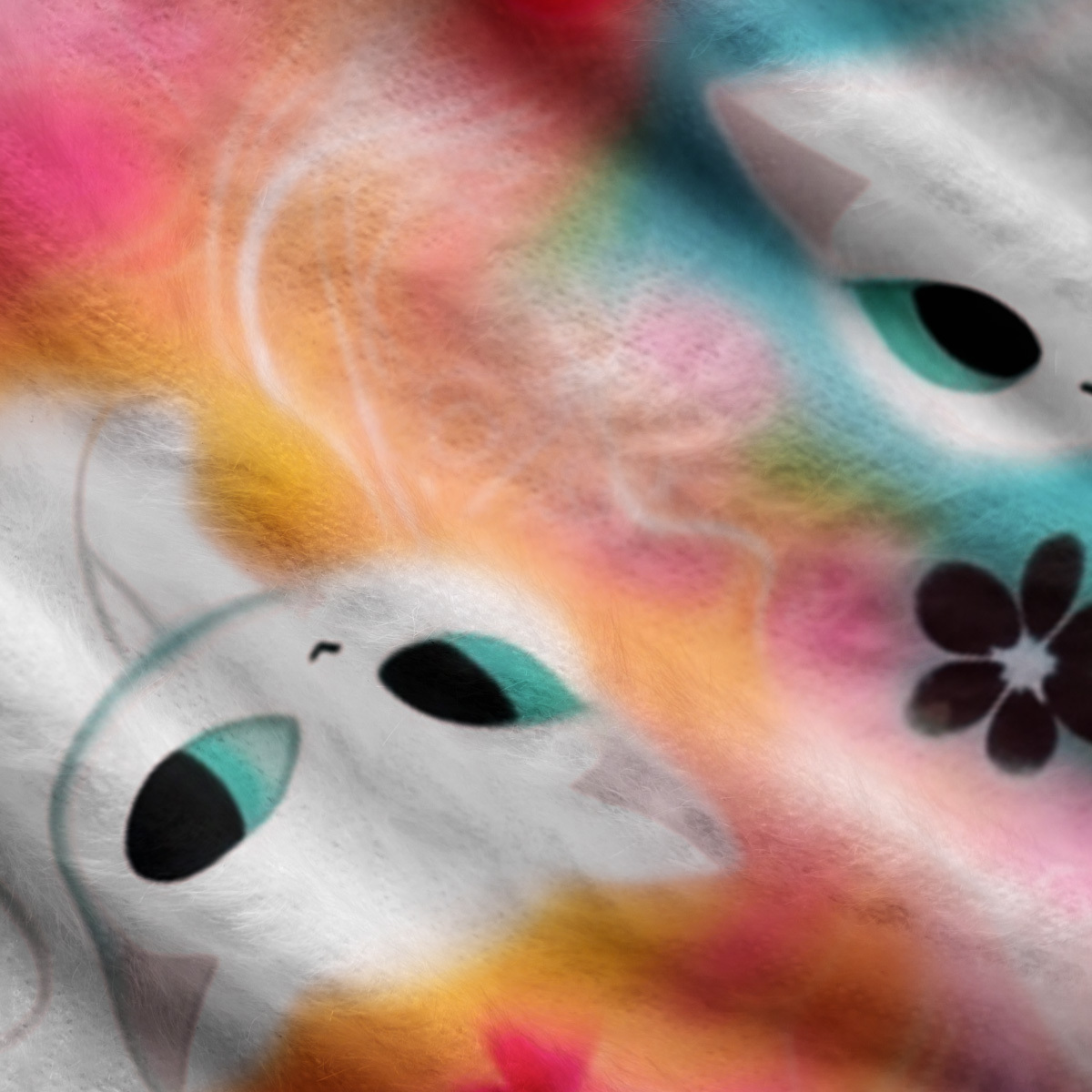 Purplehecate Color Splash Cat Ugly Cardigan Sweaters