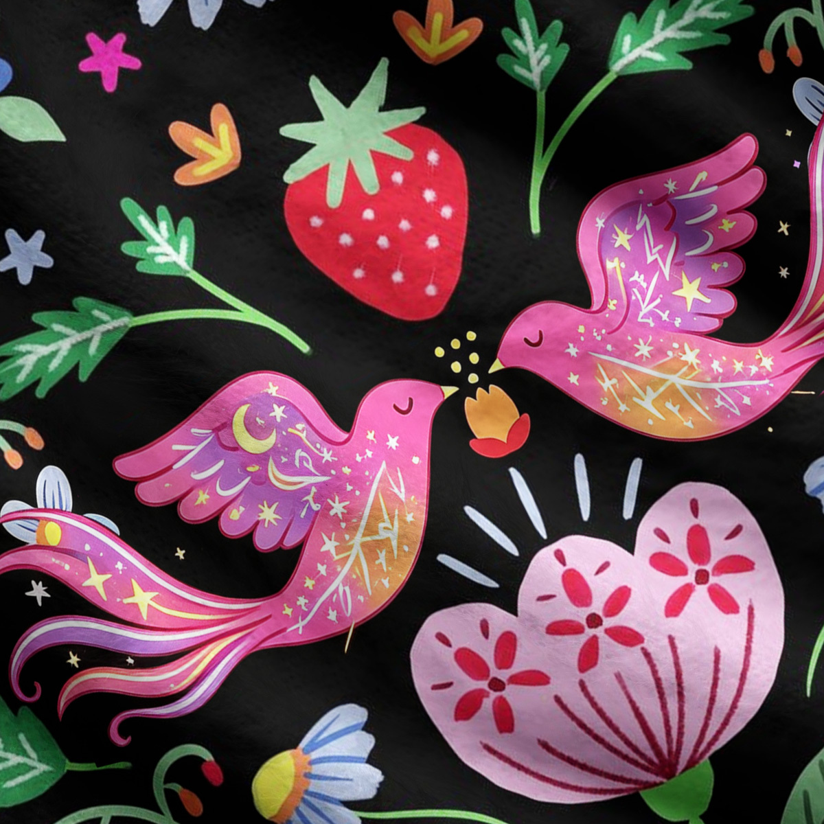 Purplehecate Mystic Forest Birds & Blooms Ugly Cardigan Sweaters