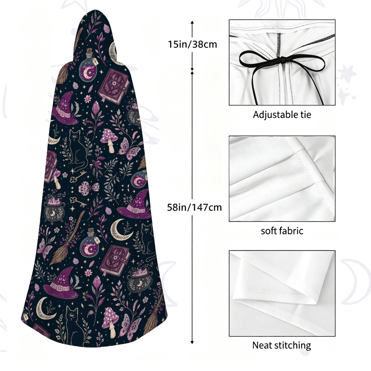 Purplehecate Witchcraft Spellbook Hooded Cloak