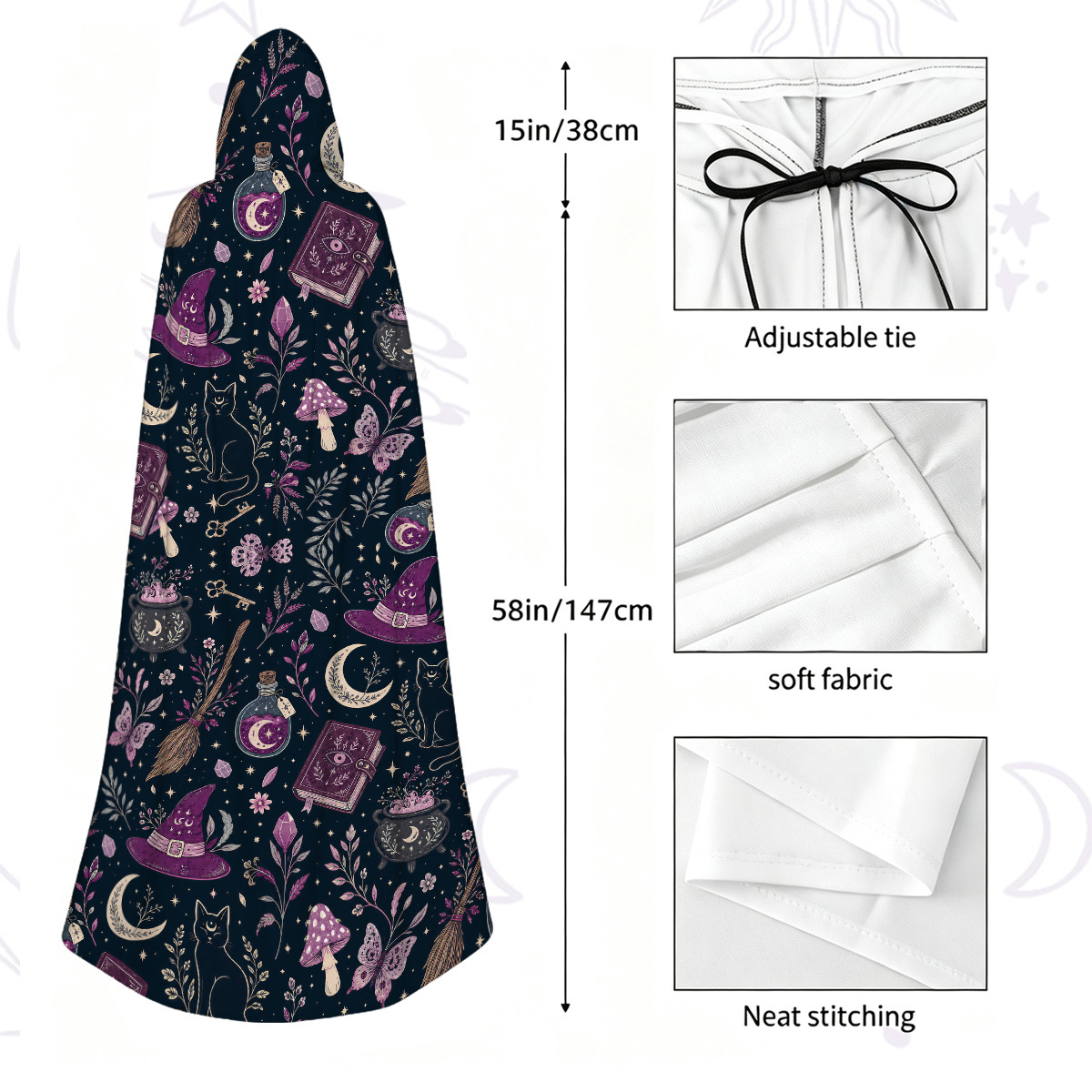 Purplehecate Witchcraft Spellbook Hooded Cloak