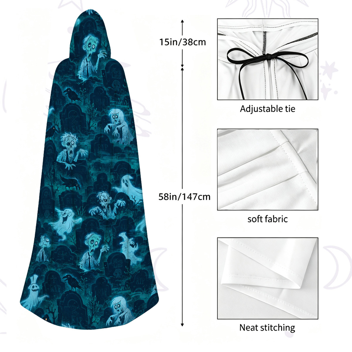 Purplehecate Haunted Graveyard Ghosts Hooded Cloak