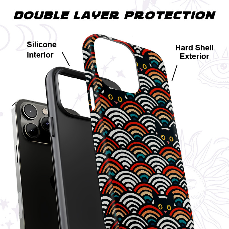 Purplehecate Rainbow Black Cat Waves Phone Case