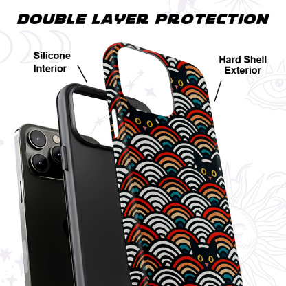 Purplehecate Rainbow Black Cat Waves Phone Case