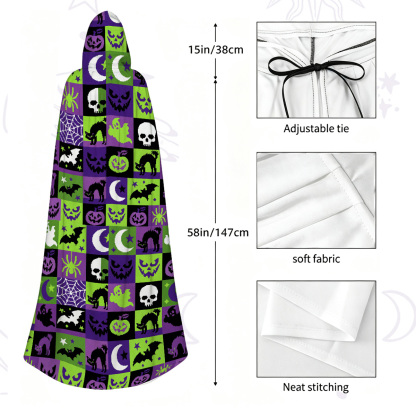 Purplehecate Spooky Patchwork Halloween Hooded Cloak