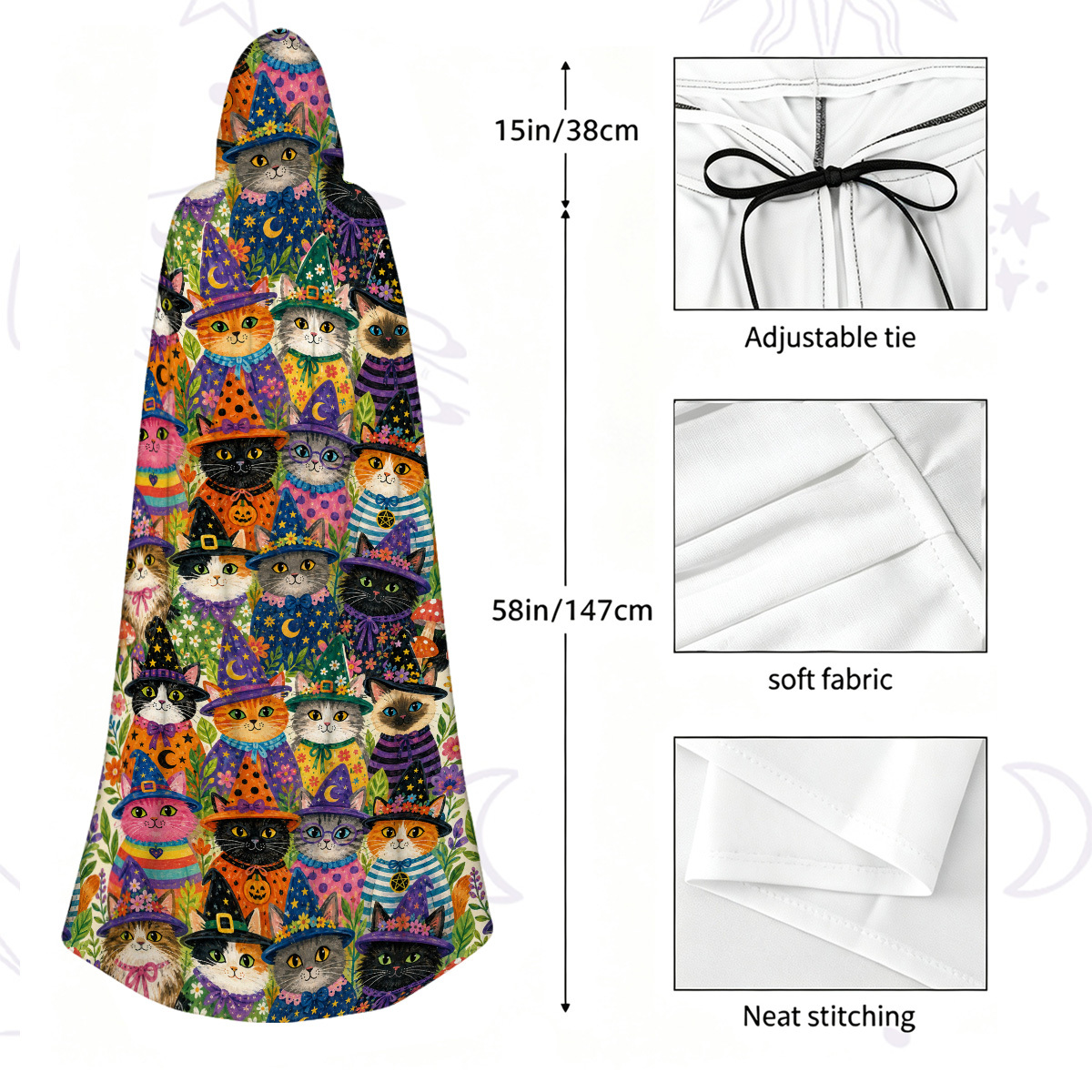 Purplehecate Witchy Meow-Meow Gathering Hooded Cloak