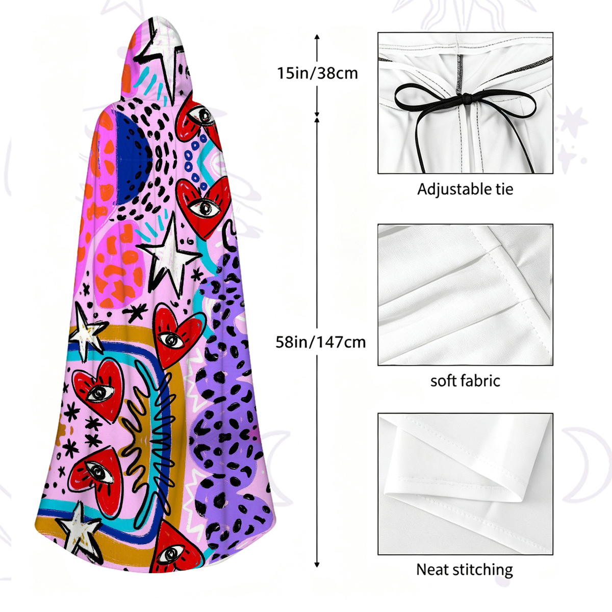 Purplehecate Cosmic Love Eyes Graffiti Hooded Cloak