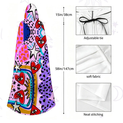 Purplehecate Cosmic Love Eyes Graffiti Hooded Cloak