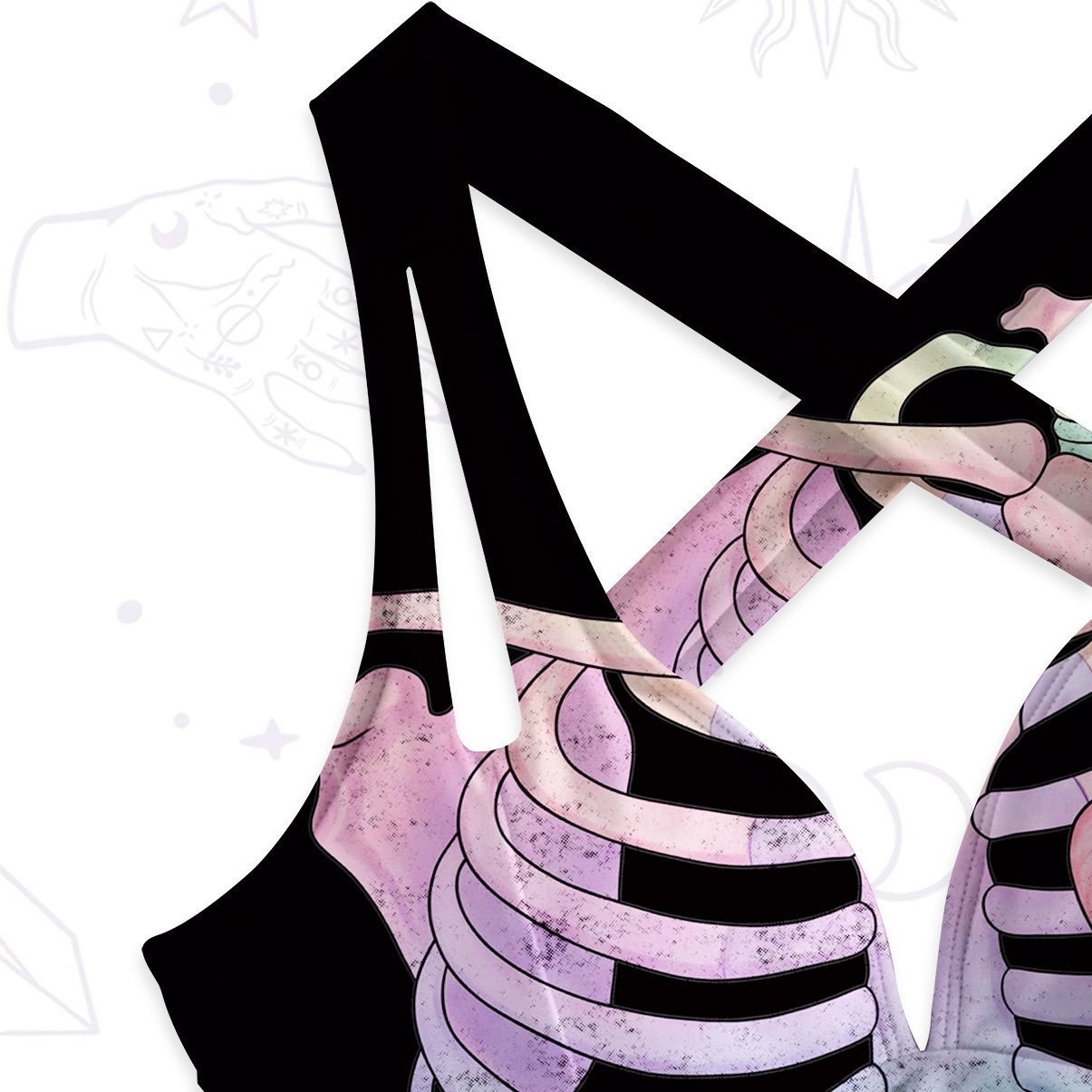 Purplehecate Spooky Skeleton One-Piece Swimsuit