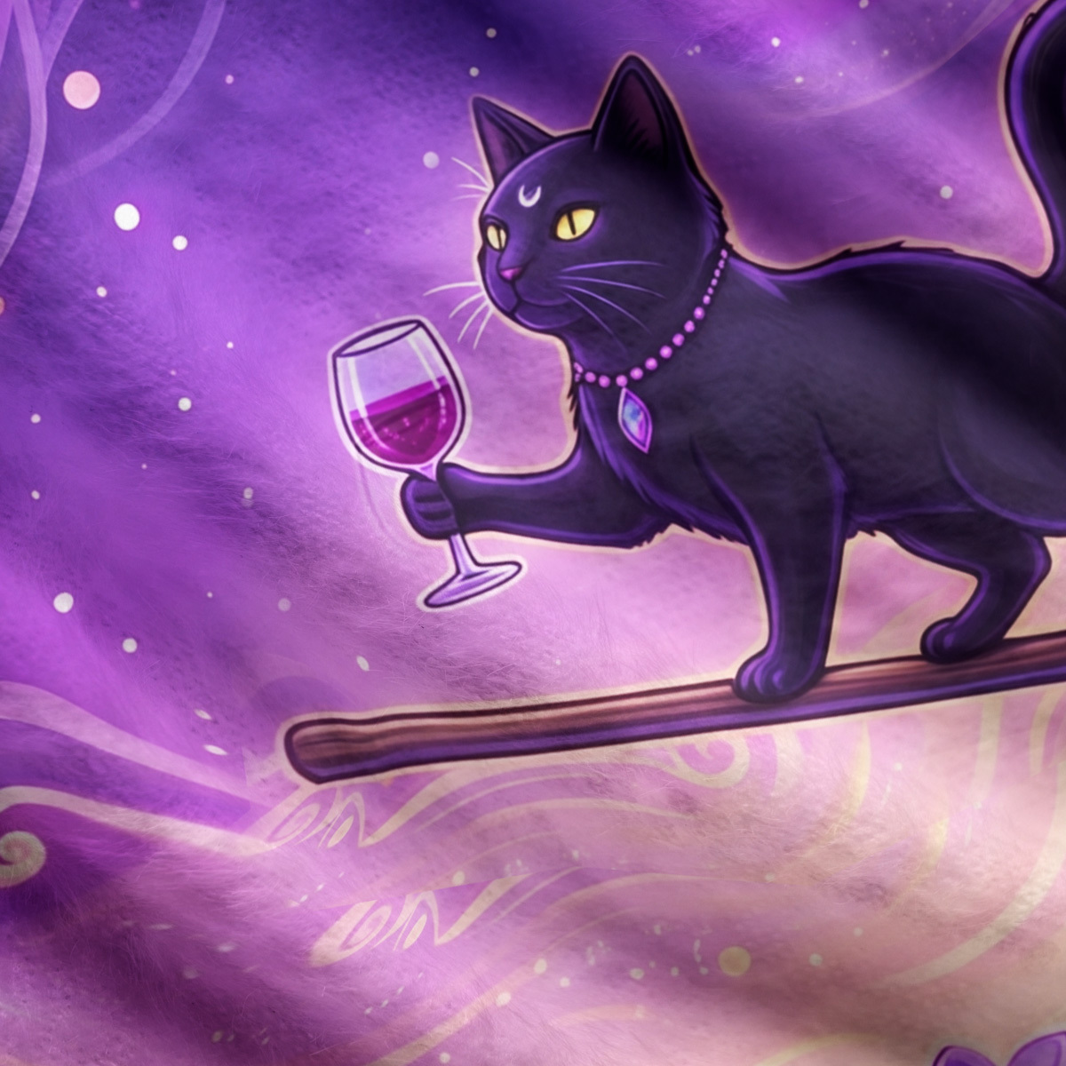 Purplehecate Magic Cat Starry Wine Ride Ugly Cardigan Sweaters