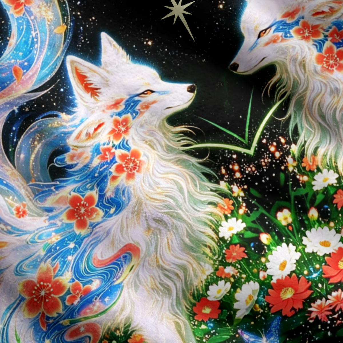 Purplehecate Celestial Spirit Fox Ugly Cardigan Sweaters