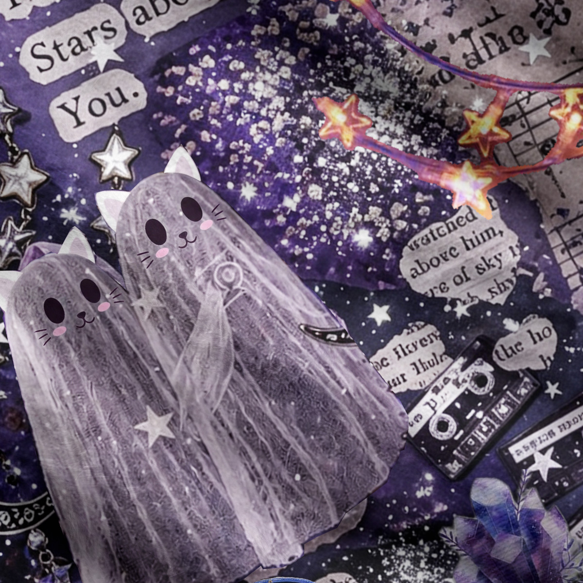 Purplehecate You Are My Moon Black Cat Ugly Cardigan Sweaters
