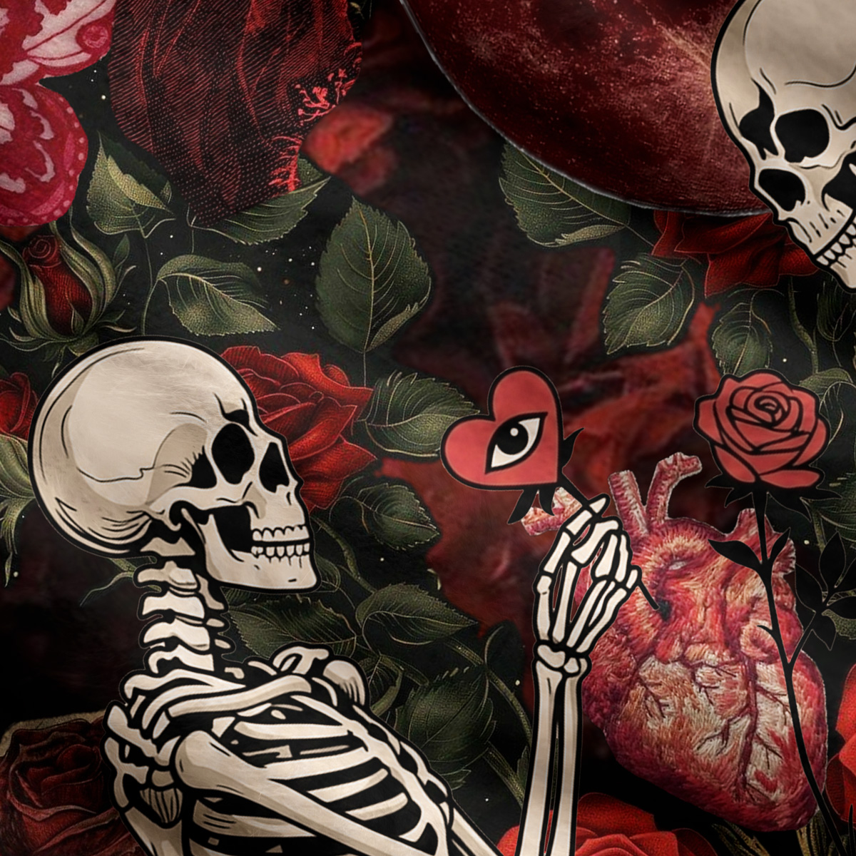 Purplehecate Till Death We Bloom Skeleton Ugly Cardigan Sweaters