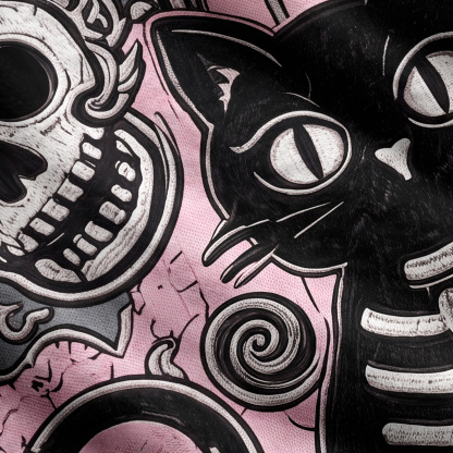 Purplehecate Gothic Skeleton Cat Ugly Cardigan Sweaters