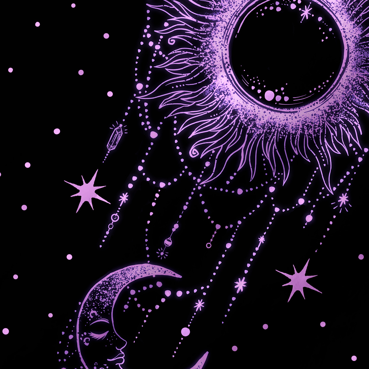 Purplehecate Radiance Of Sun And Moon Fuzzy Crewneck Sweater