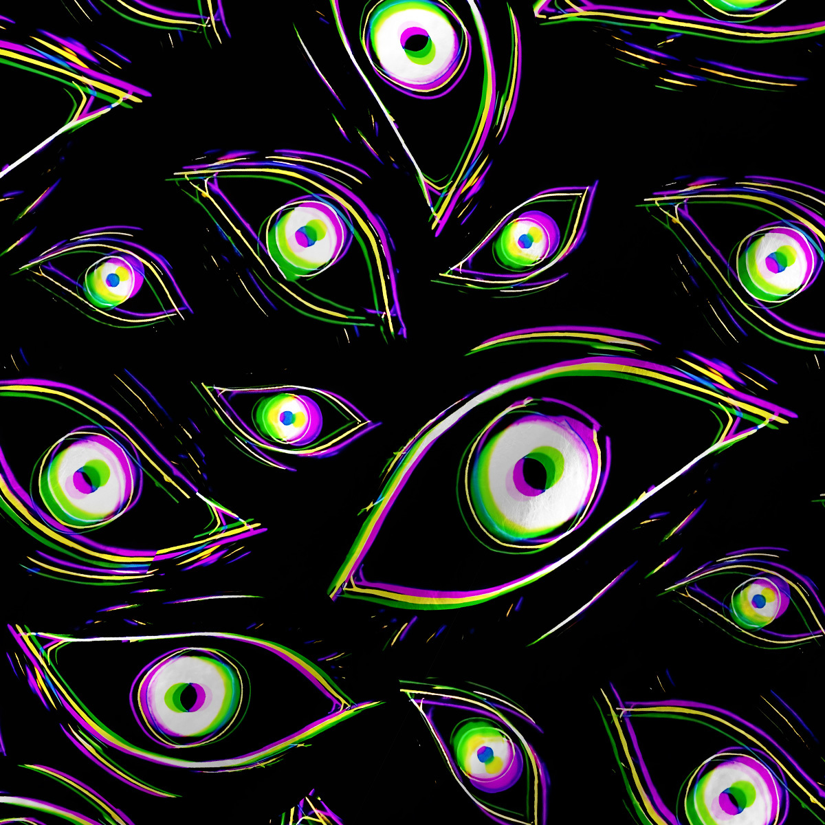 Purplehecate Glitch Vision Fuzzy Crewneck Sweater