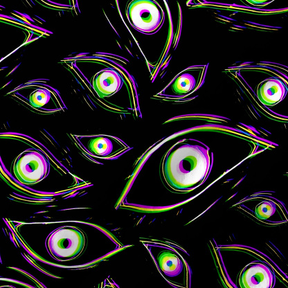 Purplehecate Glitch Vision Fuzzy Crewneck Sweater