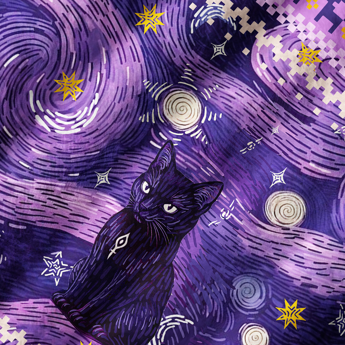 Purplehecate Mystic Cat Beneath the Cosmic Veil Ugly Sweater Vest