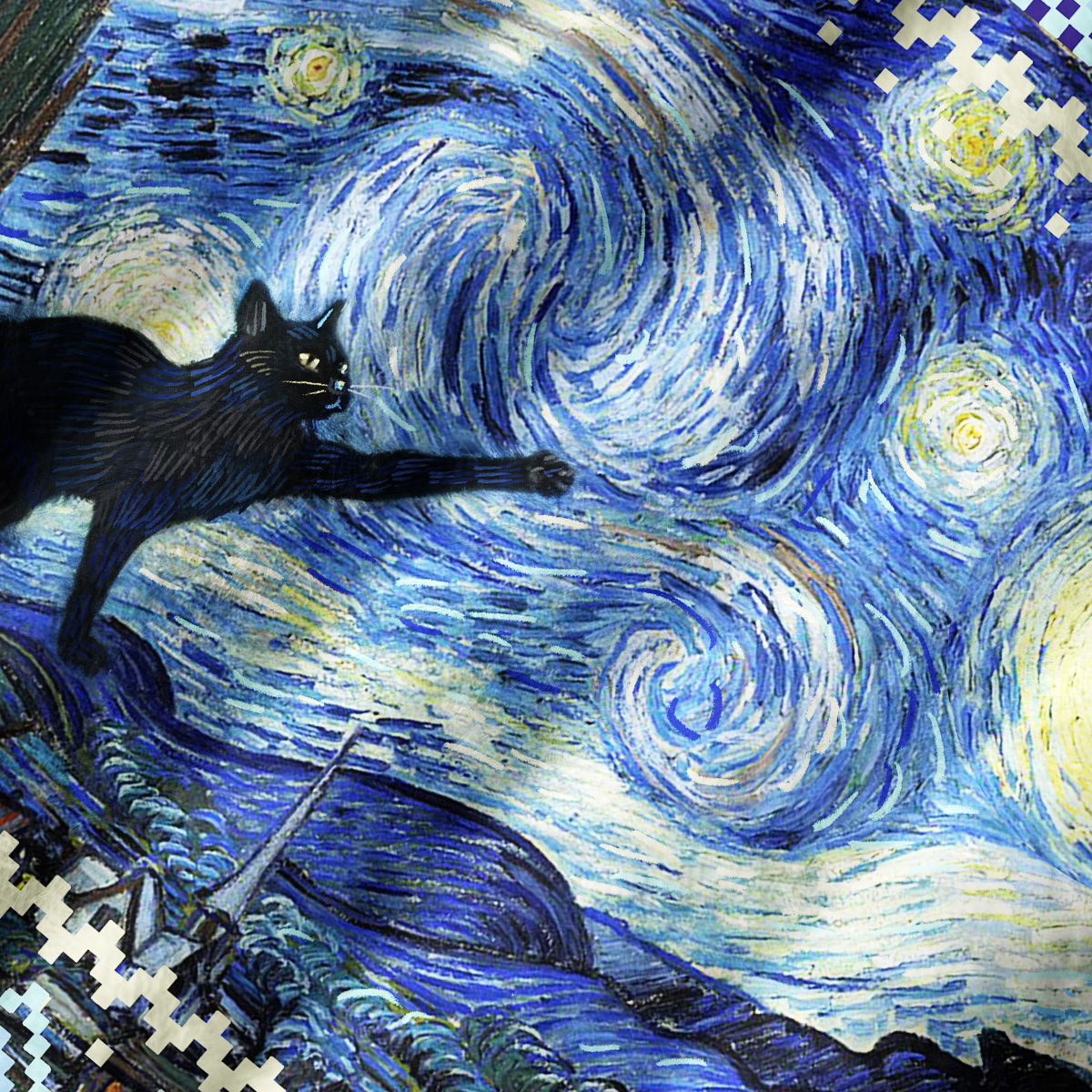 Purplehecate Witch Cat Under the Starry Night Ugly Sweater Vest