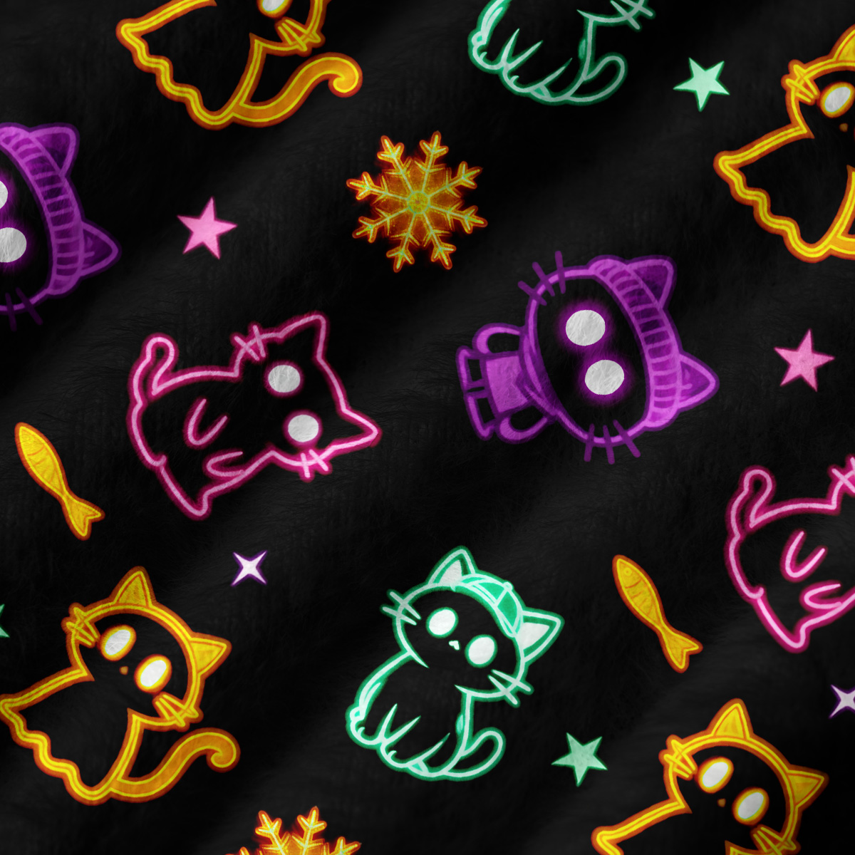 Purplehecate Neon Cat Party Ugly Sweater Vest