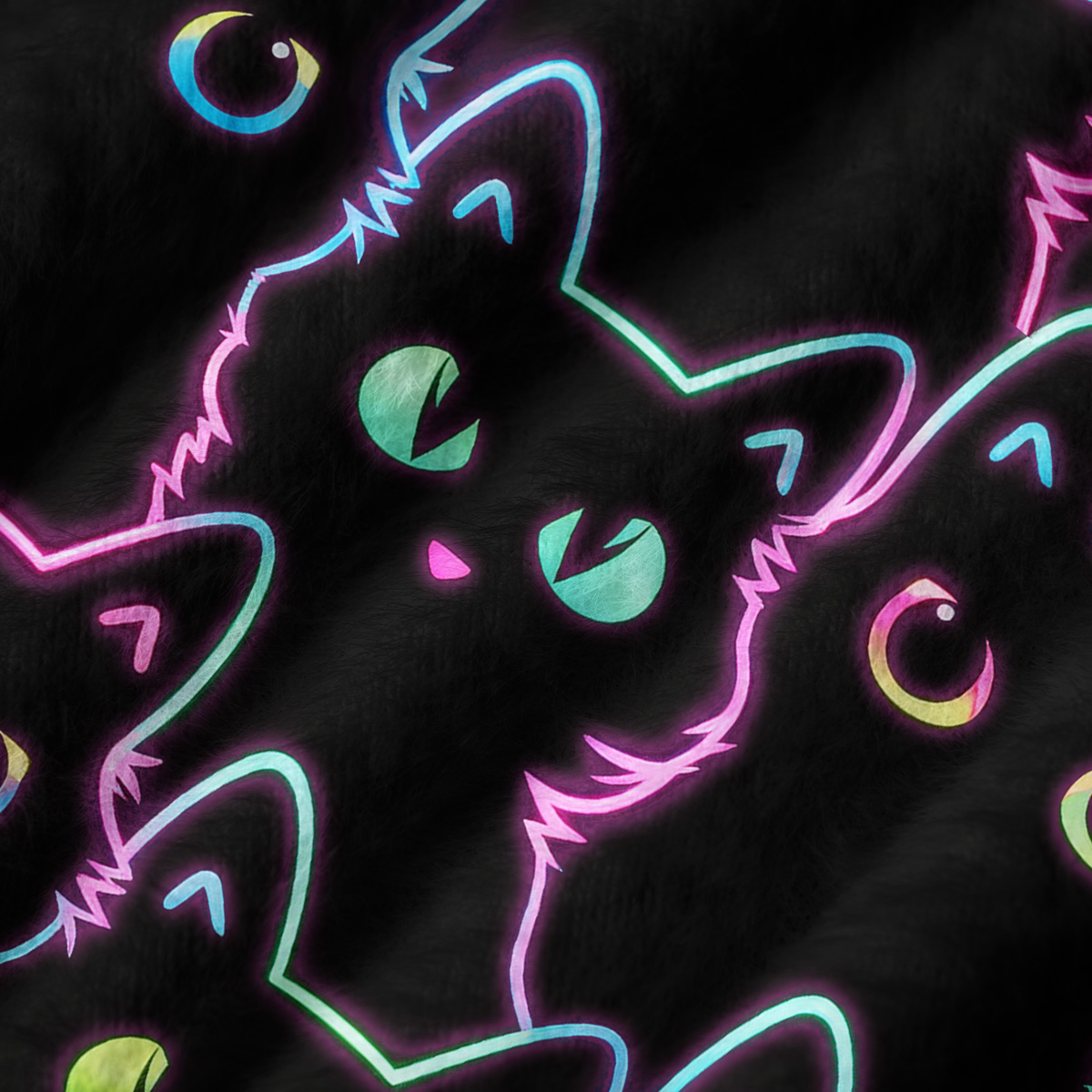 Purplehecate Neon Glow Stacked Cats Ugly Sweater Vest