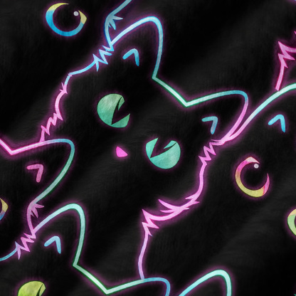 Purplehecate Neon Glow Stacked Cats Ugly Sweater Vest