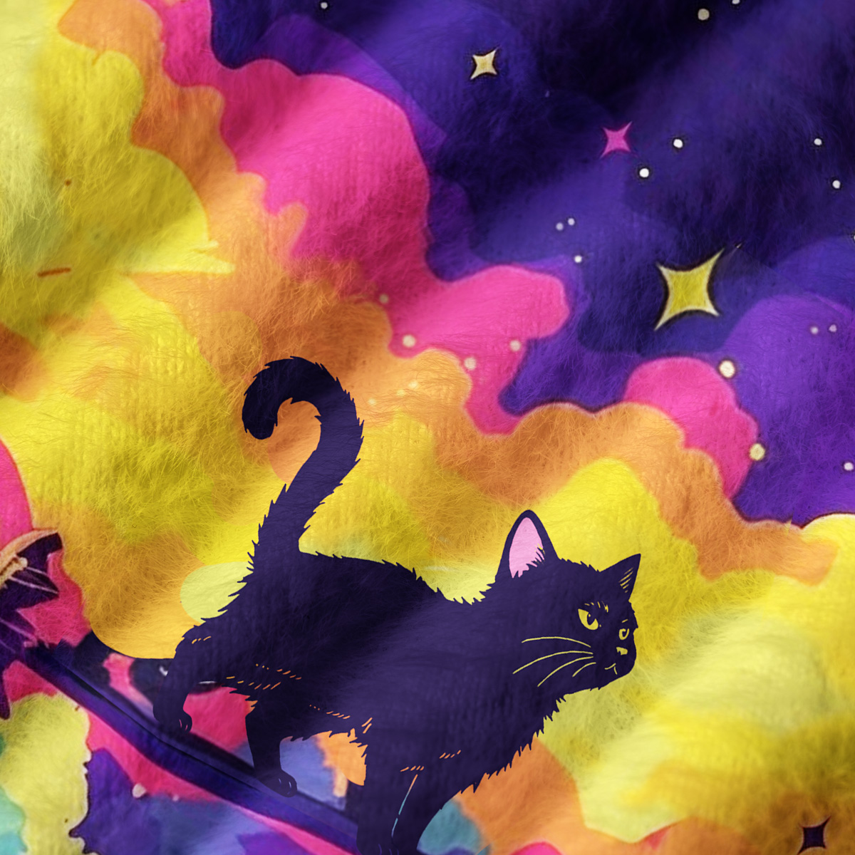 Purplehecate Midnight Cosmic Cat Fantasy Ugly Sweater Vest