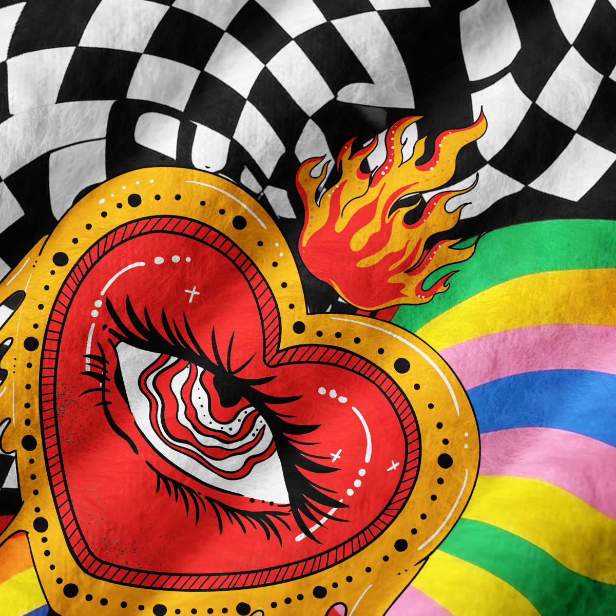 Purplehecate Trippy Rainbow Heart Eye Ugly Sweater Vest