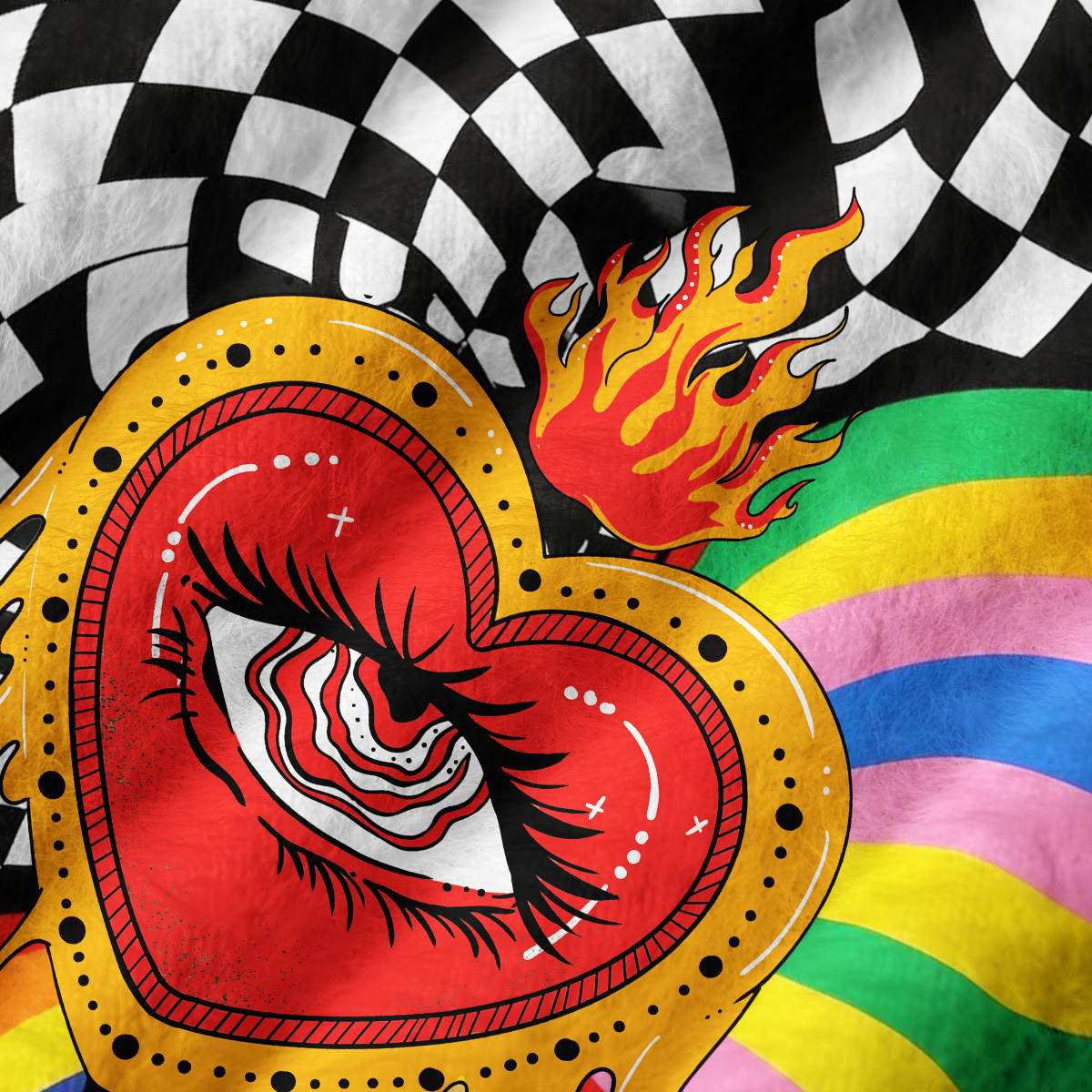 Purplehecate Trippy Rainbow Heart Eye Ugly Sweater Vest