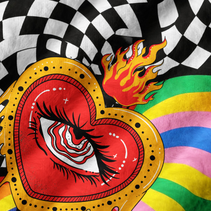 Purplehecate Trippy Rainbow Heart Eye Ugly Sweater Vest