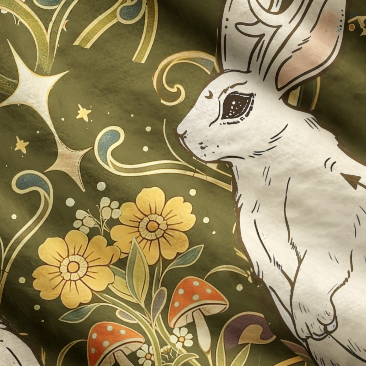 Purplehecate Antlered White Rabbit Secret Forest Ugly Cardigan Sweaters