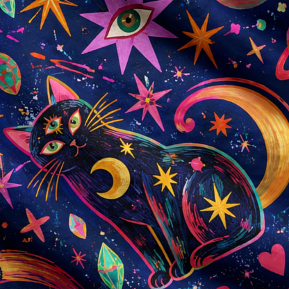 Purplehecate Psychedelic Galaxy Moon Cats in Space Ugly Cardigan Sweaters