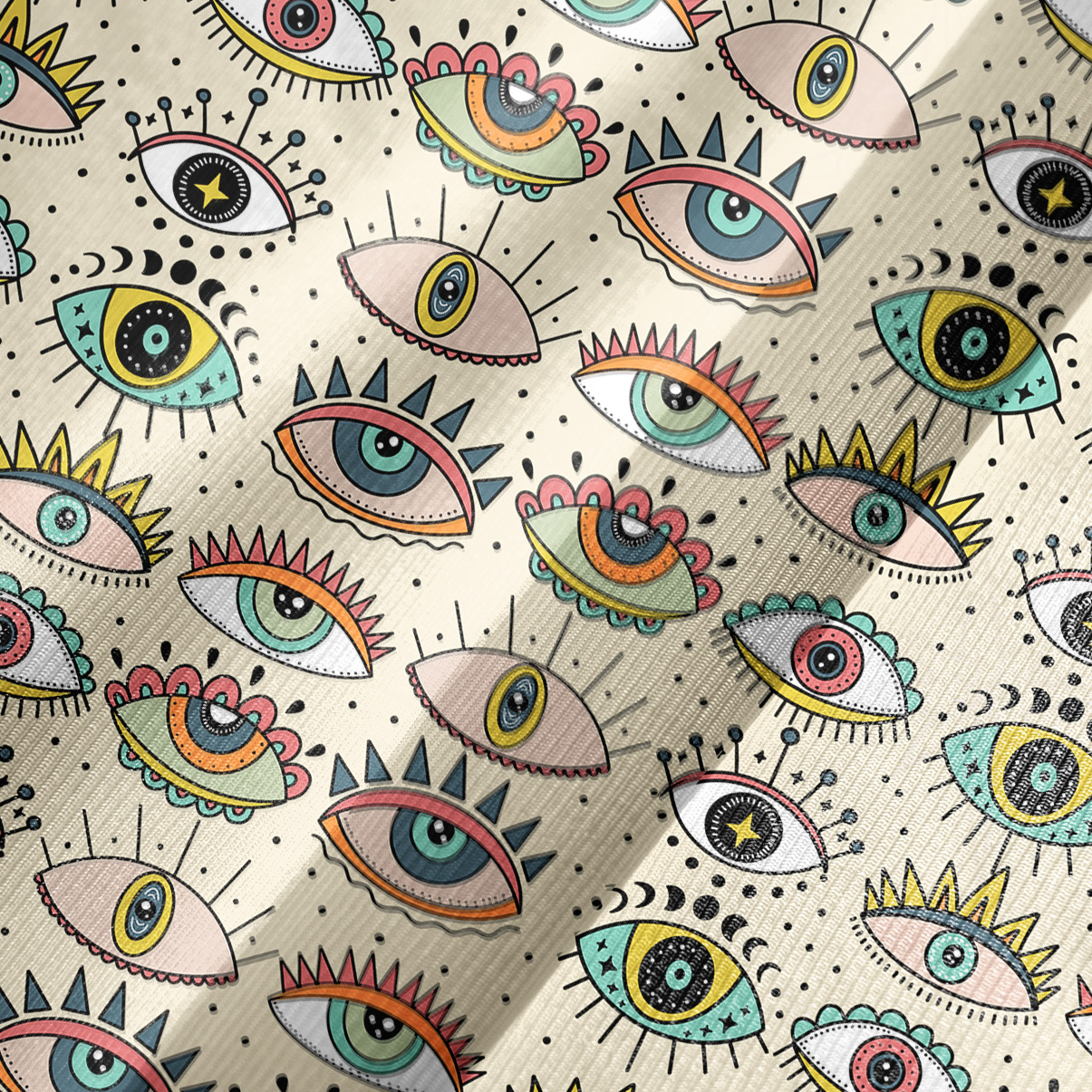 Purplehecate Evil Eye Pattern Bell Sleeve Dress