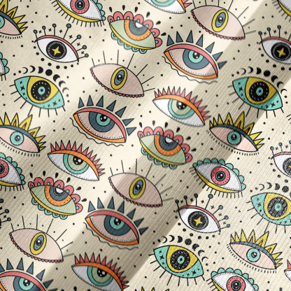 Purplehecate Evil Eye Pattern Bell Sleeve Dress